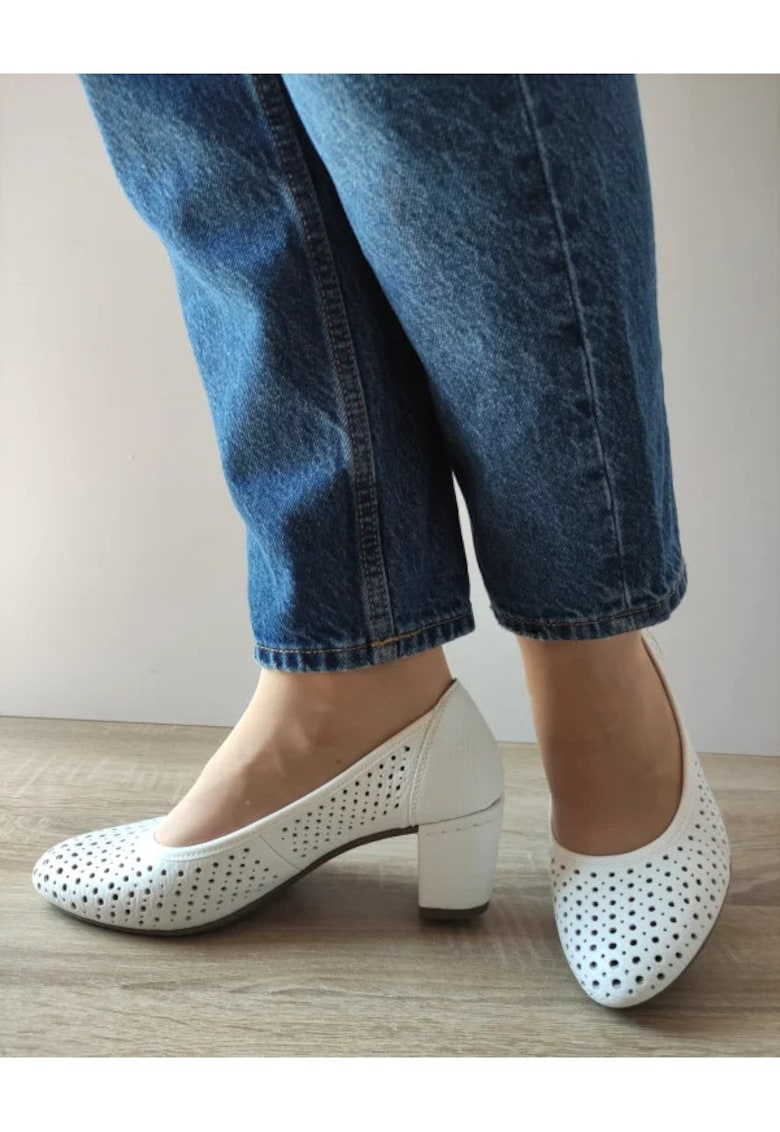 Pantofi Casual Perforati Dama  41057-80 Albi - Alb - Alb