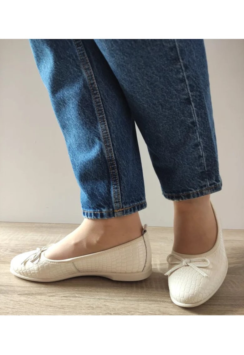 Pantofi Casual Perforati Dama  60005B 52-O Crem Croco - Crem - Crem
