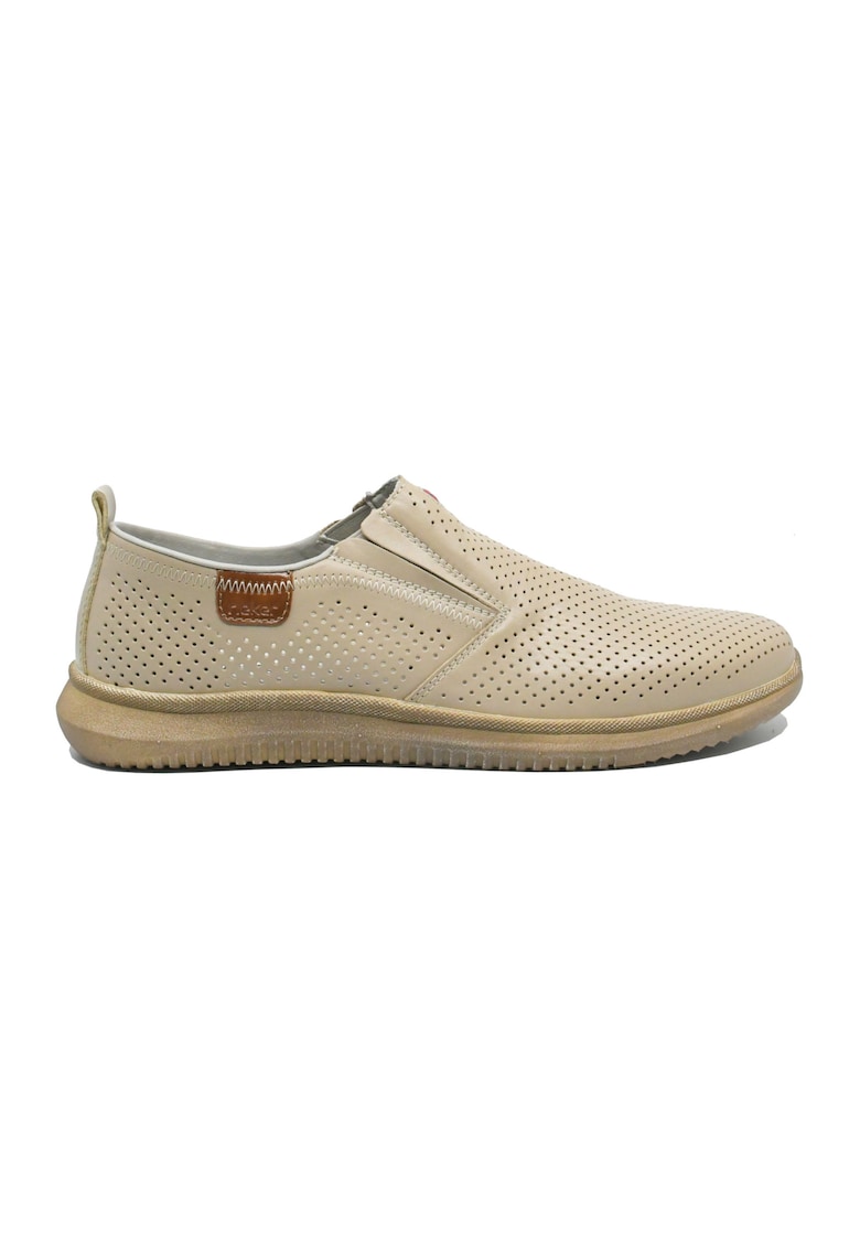 Pantofi barbati  bej din piele naturala cu calapod lat RIK10452-60 - Bej