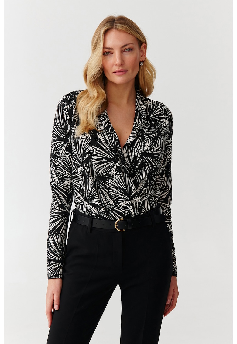 Body cu guler sal Agatha - Alb/Negru
