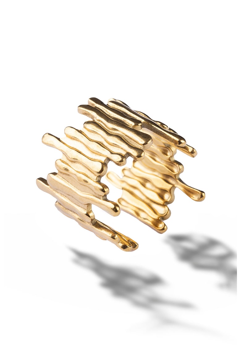 Inel abstract placat cu aur de 18K - Auriu