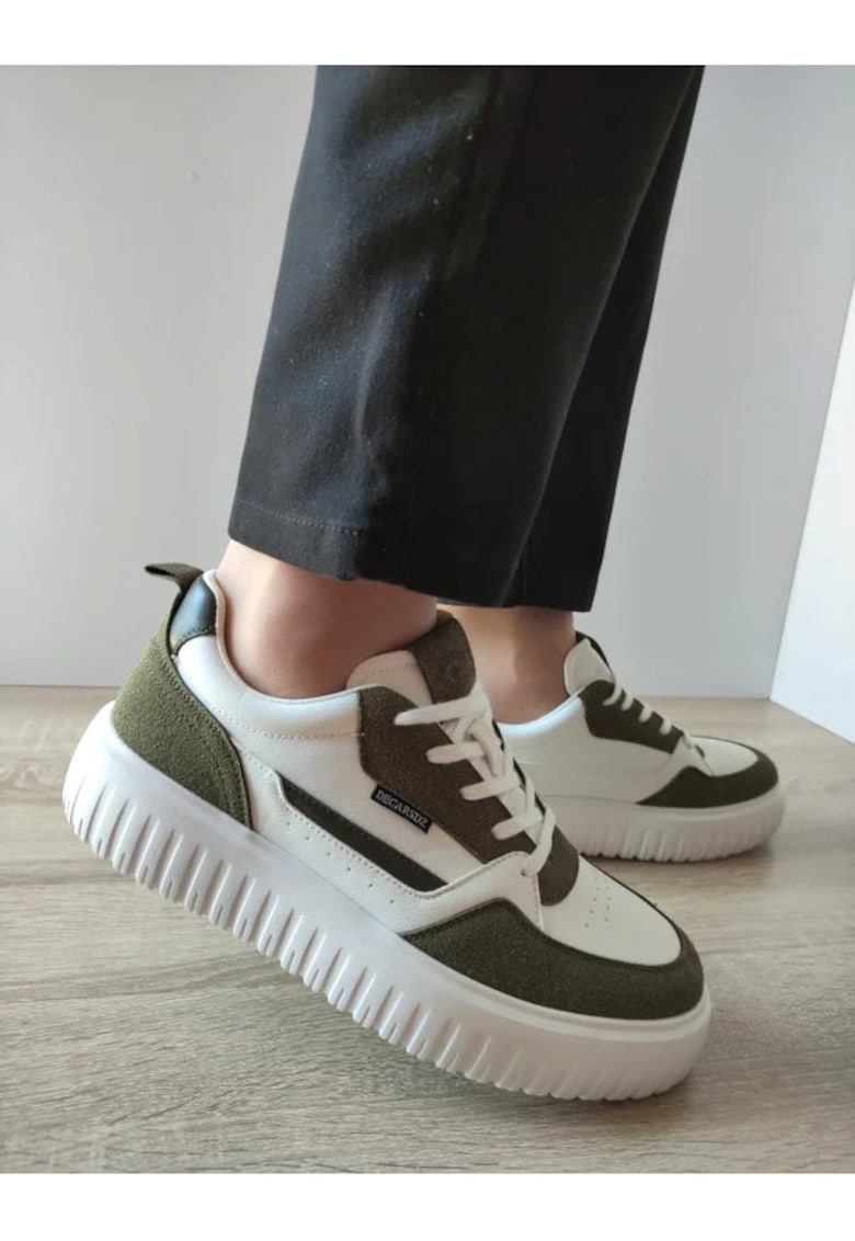 Pantofi Casual Barbati  Y237 Albi Cu Kaki Velur - Alb - Alb