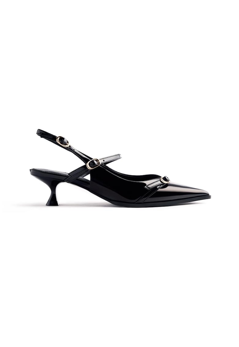 Pantofi slingback cu varf ascutit - Negru