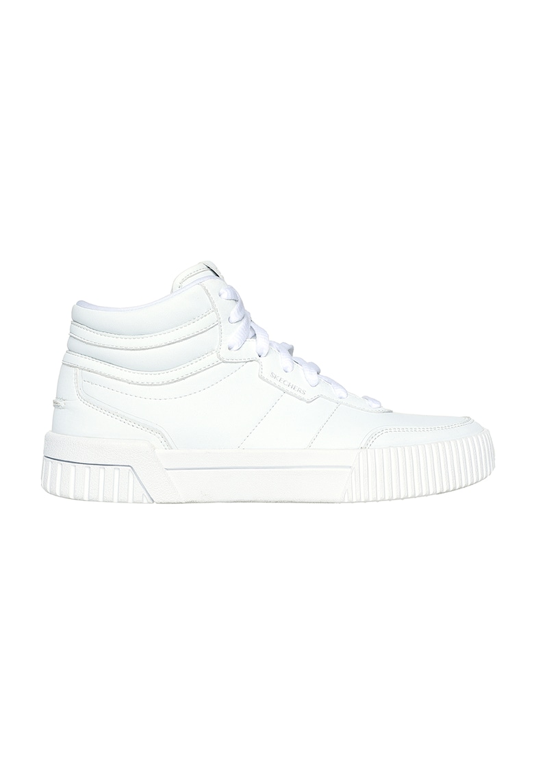 Pantofi sport high-top de piele ecologica - Alb