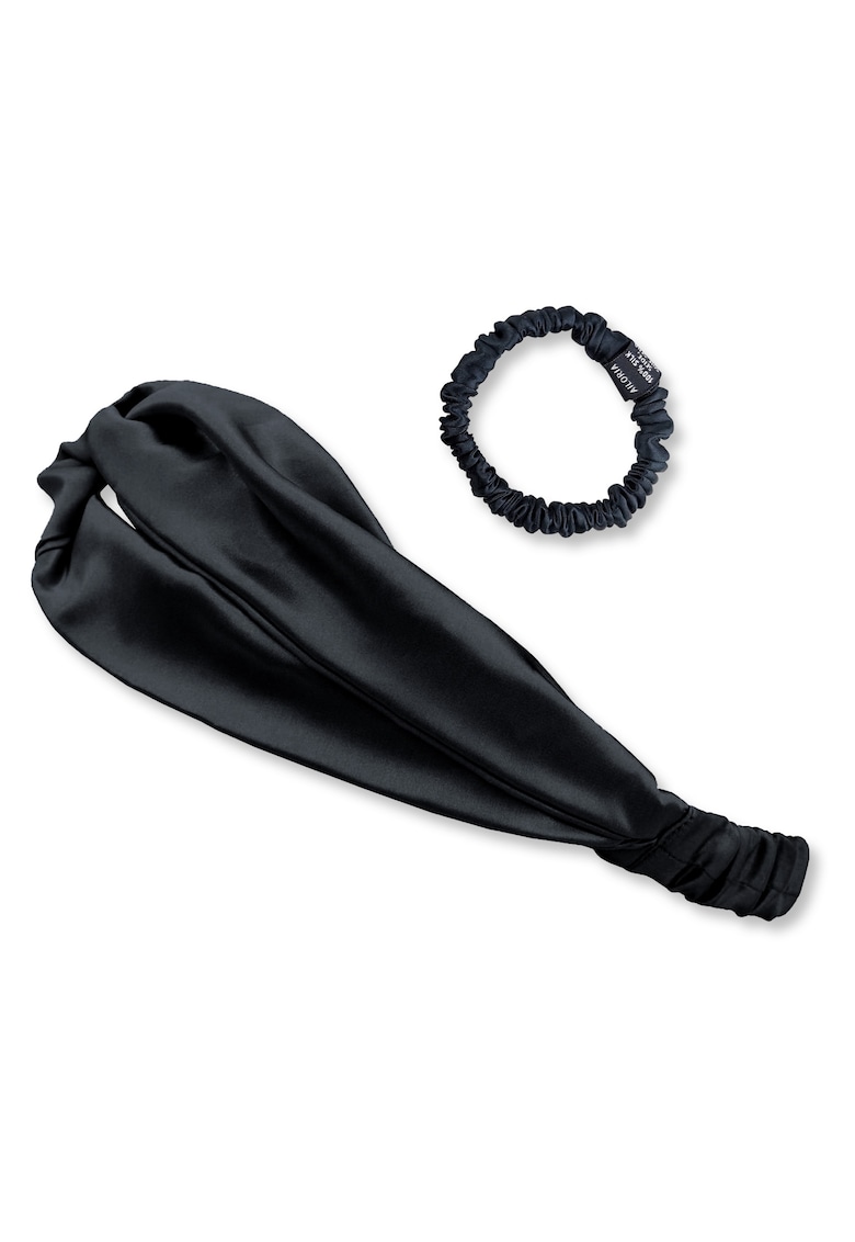 Oferte la Set de bentita de matase si elastic de par - Negru