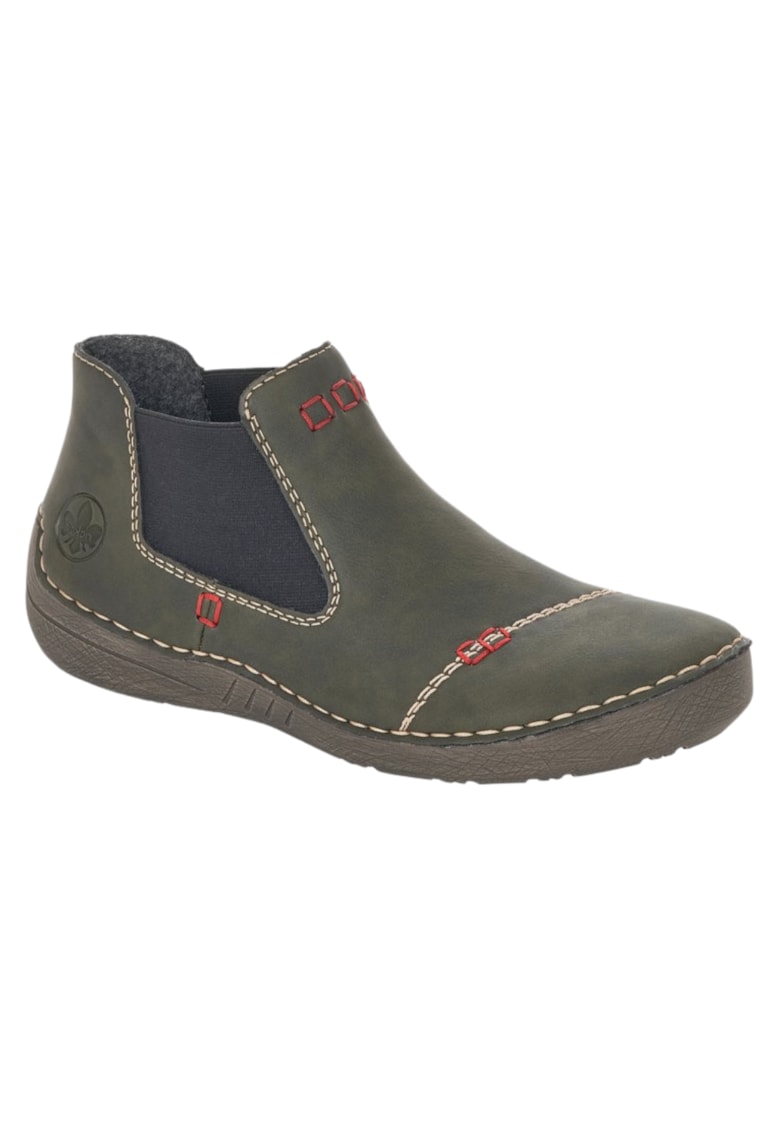 Ghete joase  in stil Chelsea - verde-gri - cu cusaturi decorative - Verde