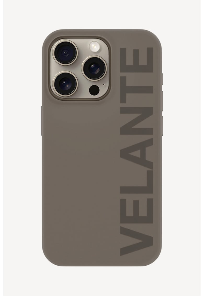Husa unisex cu imprimeu logo pentru Iphone 15 Pro - Gri inchis