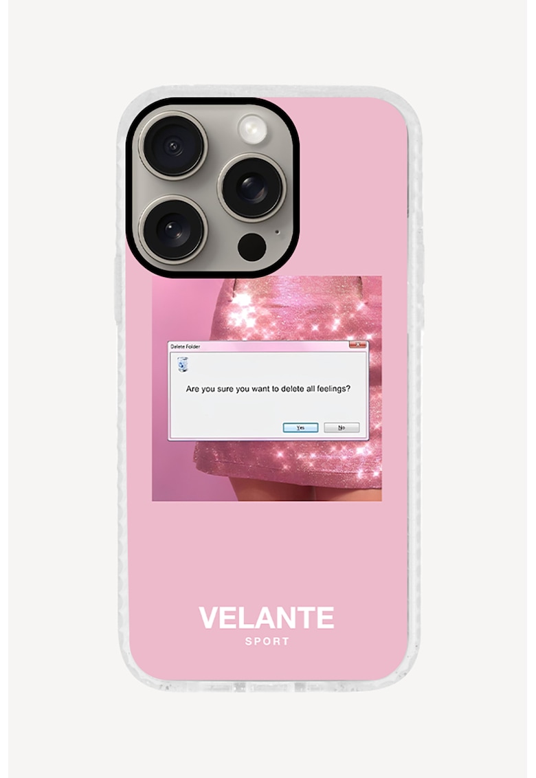 Husa unisex pentru telefon iPhone 15 Pro - Alb murdar/Roz