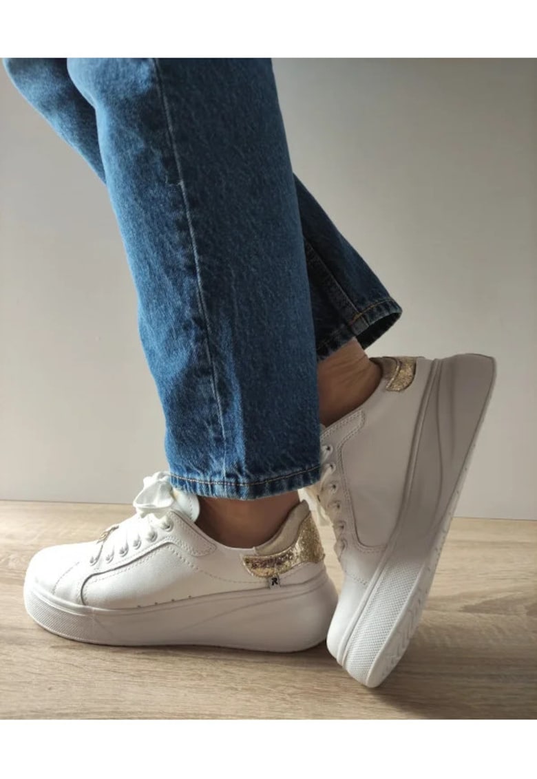 Pantofi Sport Dama  W2303-80 Albi Cu Auriu - Alb - Alb