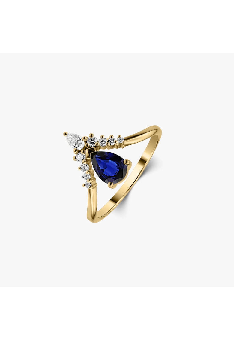 Inel din Aur Love Story - Safir & Diamante