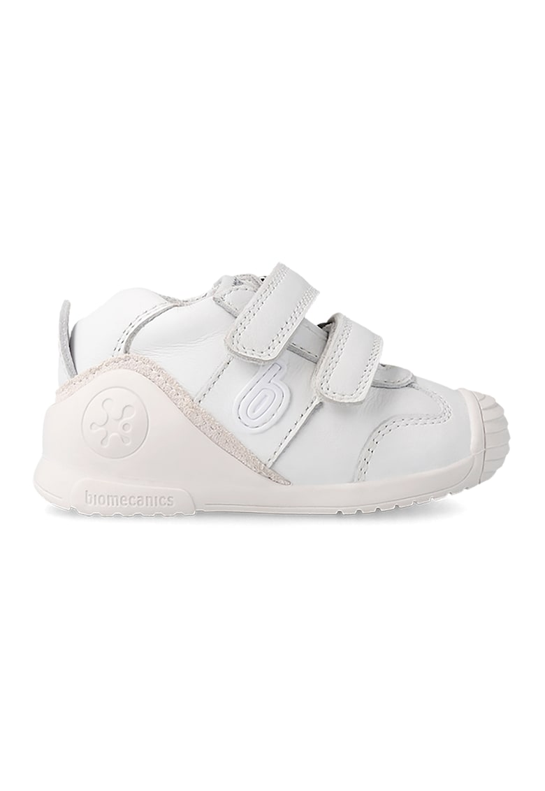 Pantofi sport din piele cu velcro - Alb murdar