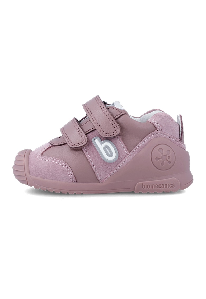 Pantofi de piele cu velcro - Roz prafuit