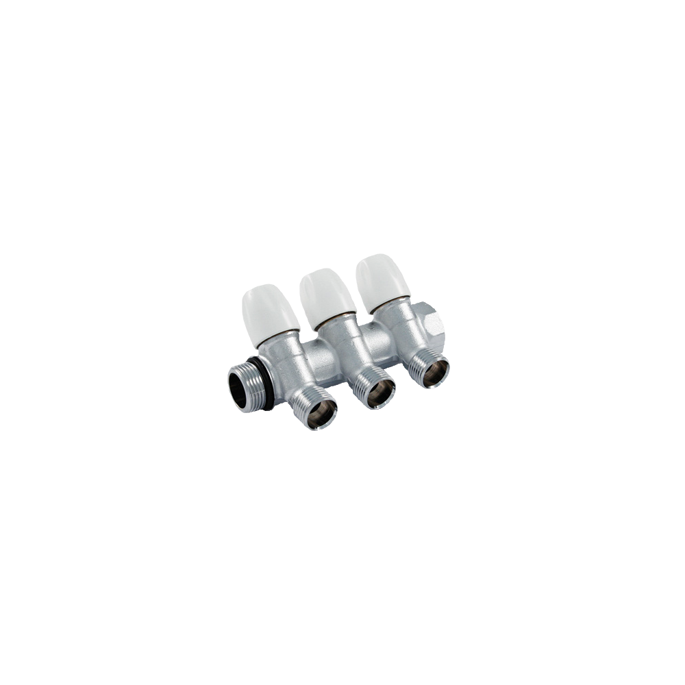 Colector liniar modular cu robineti Tiemme Maxima, tur de 1, alama, 5 cai 1/2 x 16 mm