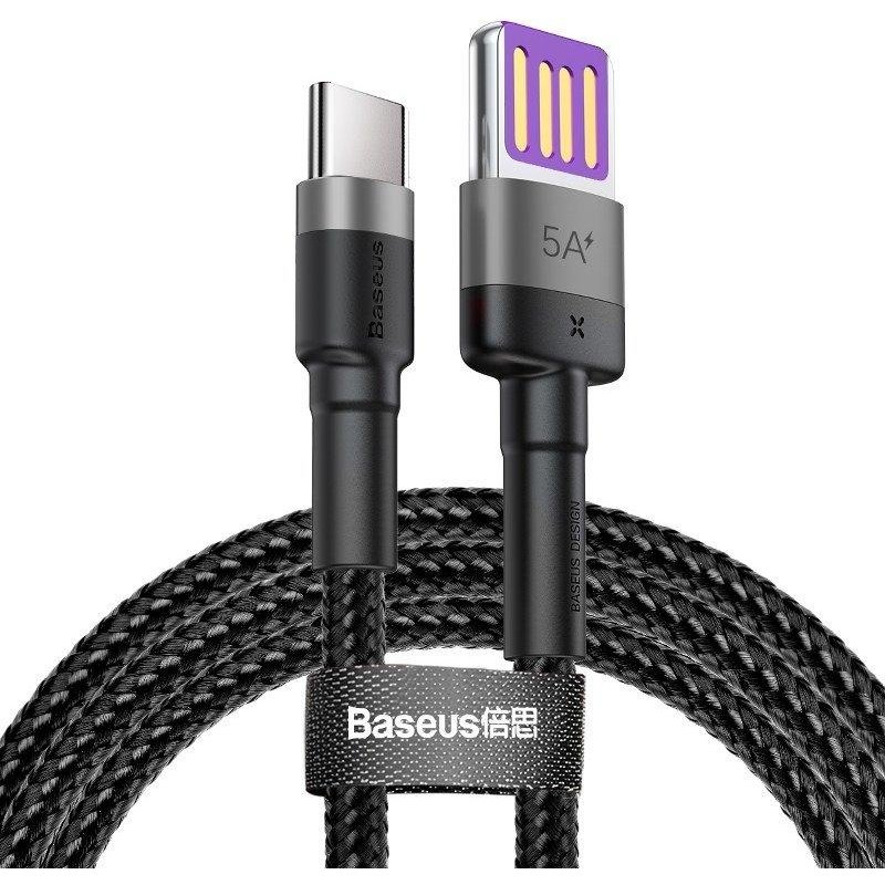 Cablu Cafule CATKLF-PG1 USB la USB Type-C Compatibil Huawei Super Charge si Quick Charge 3.0 5A 1M Negru/Gri