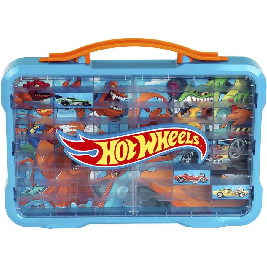 Geanta  Hot Wheels cu Logo Iluminat Spatiu pentru 54 Masinute Multicolor