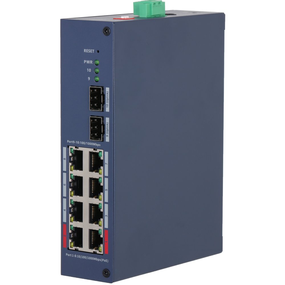 Switch 10 porturi gigabit cloud management Dahua CHS4210-8GT-110, 8x PoE,2 SFP 100/1000 Mbps (uplink), Watchdog, Long Distance PoE