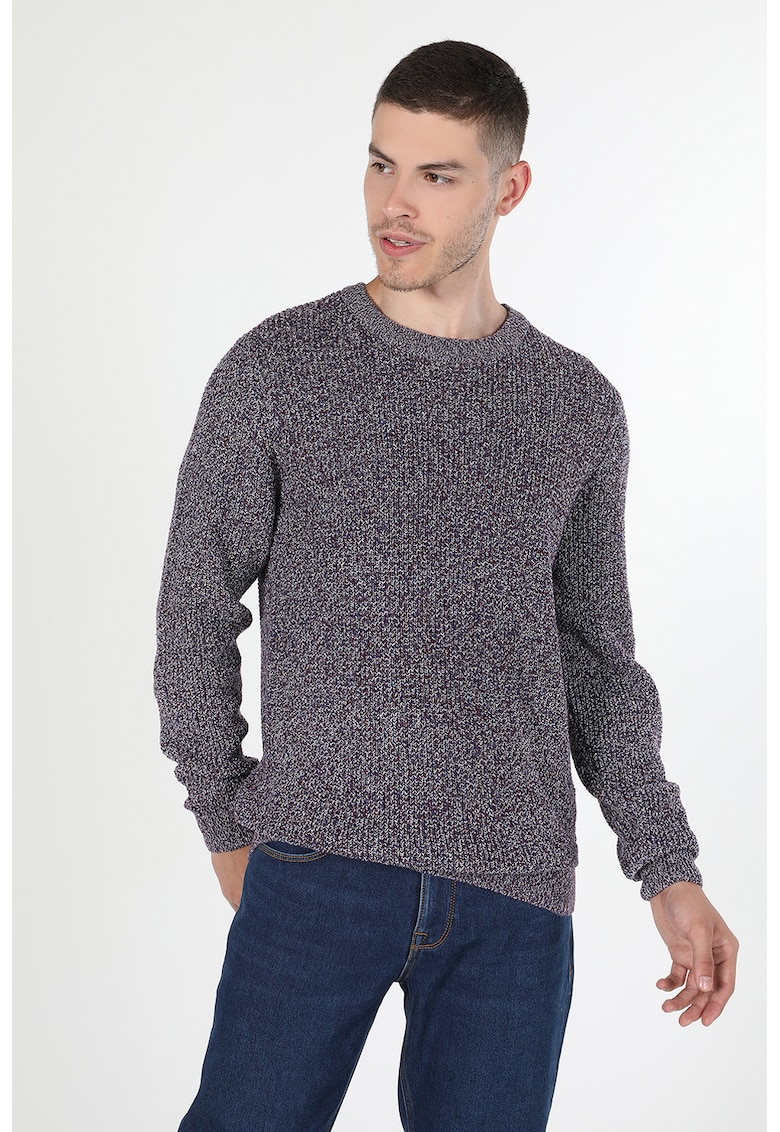 Pulover uni cu decolteu rotund - Violet