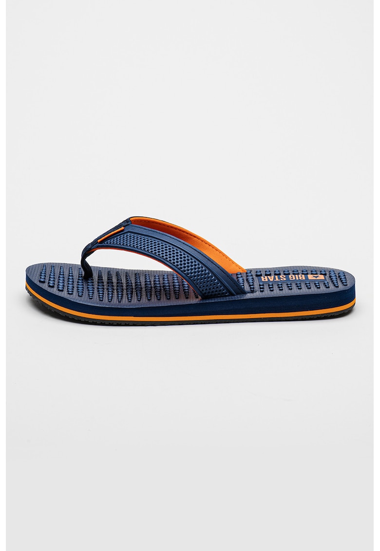 Papuci flip-flop texturati - Portocaliu mandarina/Bleumarin