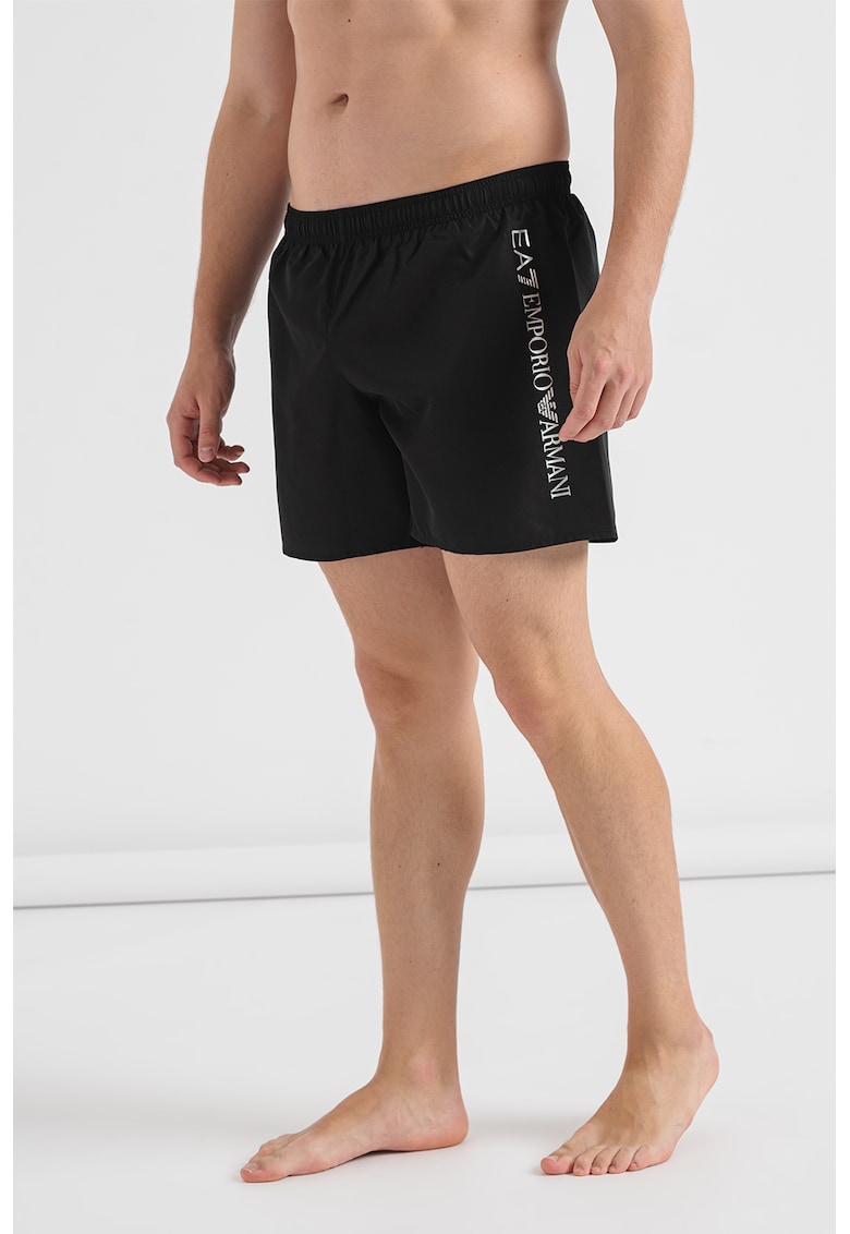 Pantaloni scurti de baie cu logo Sea World - Negru stins