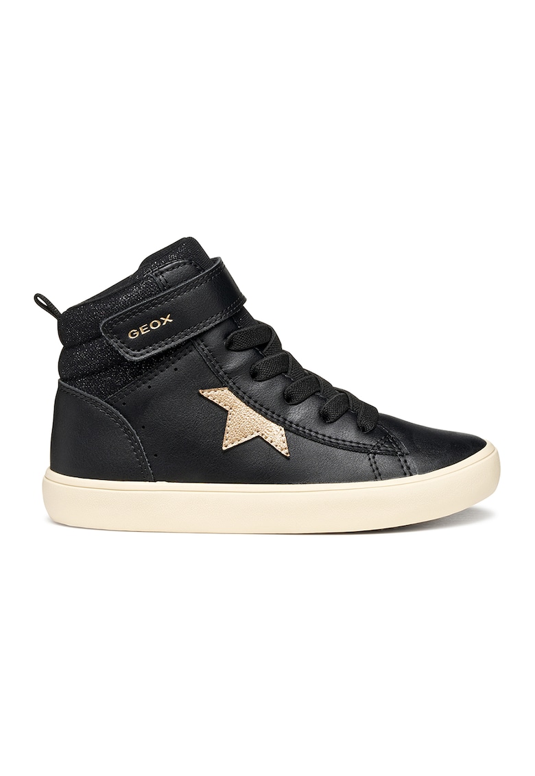Pantofi sport de piele ecologica cu velcro - Auriu/Negru