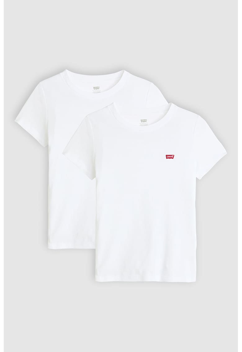 Set de tricouri slim fit de bumbac cu decolteu rotund - 2 piese - Alb