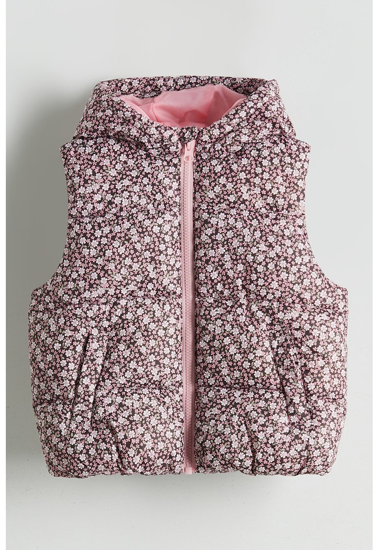 Oferte la Vesta cu model floral si gluga - Alb/Roz pastel/Roz prafuit