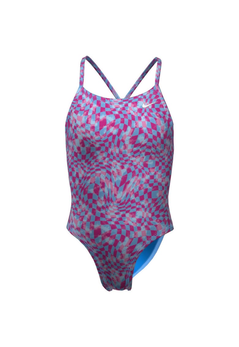 Costum inot piscina femei  Charms Multi Print Lace Up Back One Piece - marime - Roz/Albastru