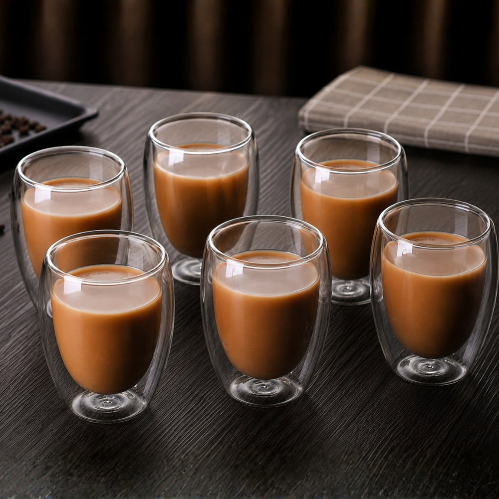 Set 6 Pahare Cafea cu Pereti Dubli 350 ml