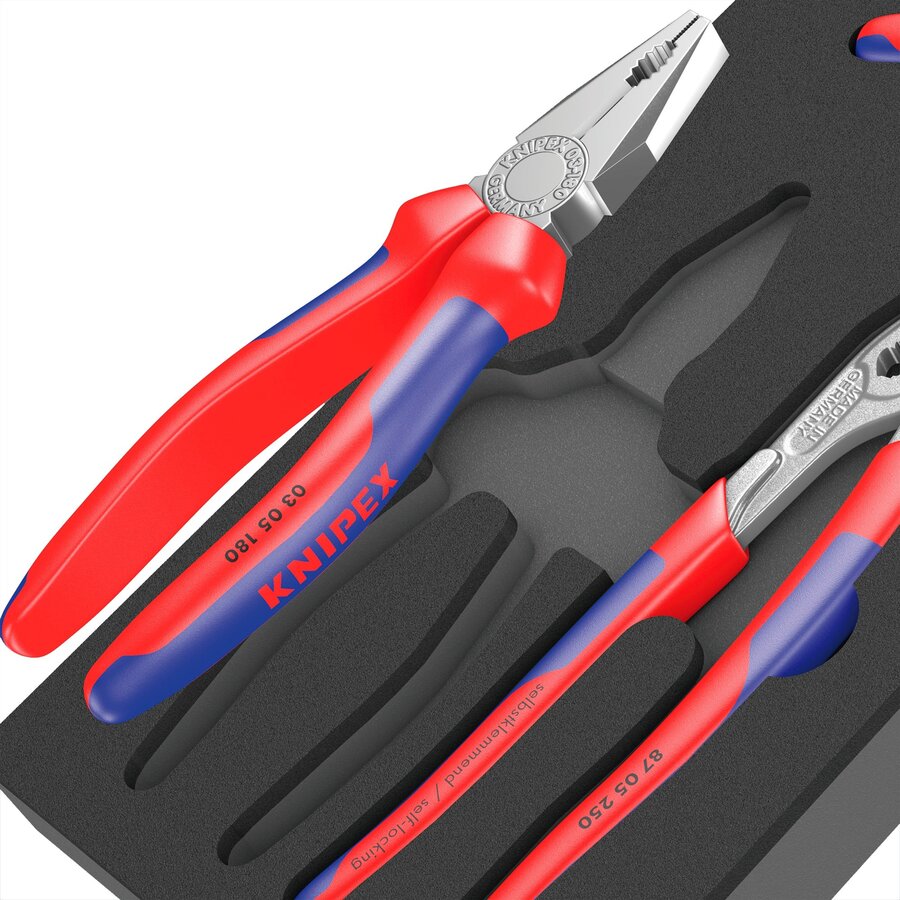 9780 foam insert KNIPEX pliers set 1, 3 pieces (black/gray, in foam insert for workshop trolley)