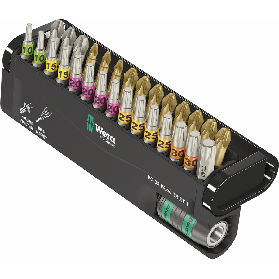 Bit-Check 30 Wood TX HF 1, bit set (30 pieces, 1/4, holding function, in plastic folding box)
