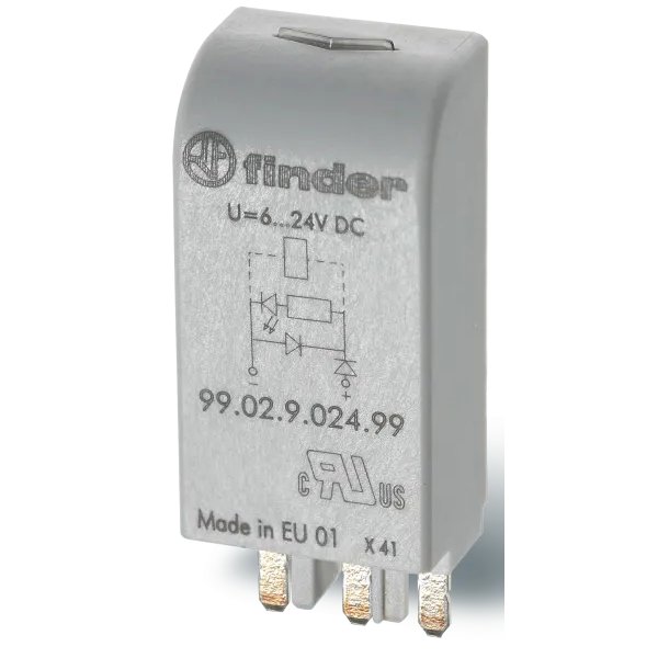 Module de indicare si protectie EMC, Finder 99.02.0.230.98, LED + Varistor, 110...240 V CA/CC