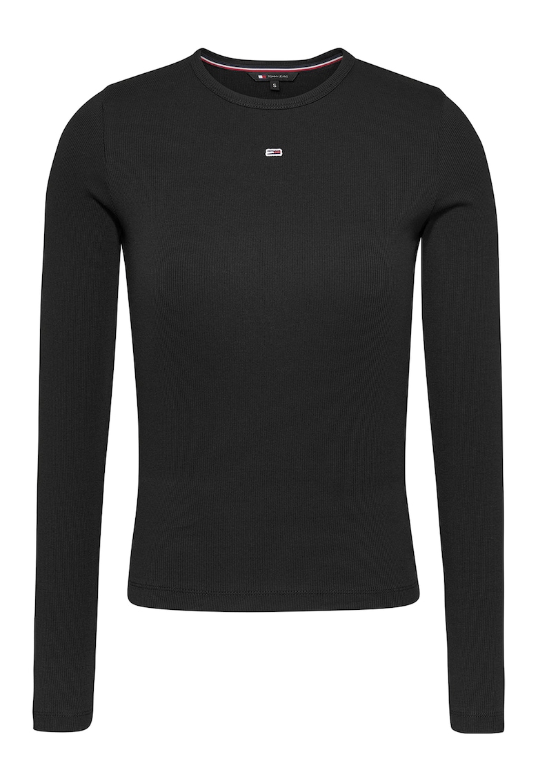 Bluza slim fit cu broderie logo discreta - Negru