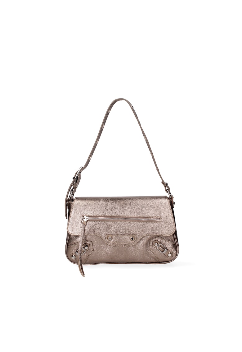 Geanta crossbody de piele cu tinte - Bronz