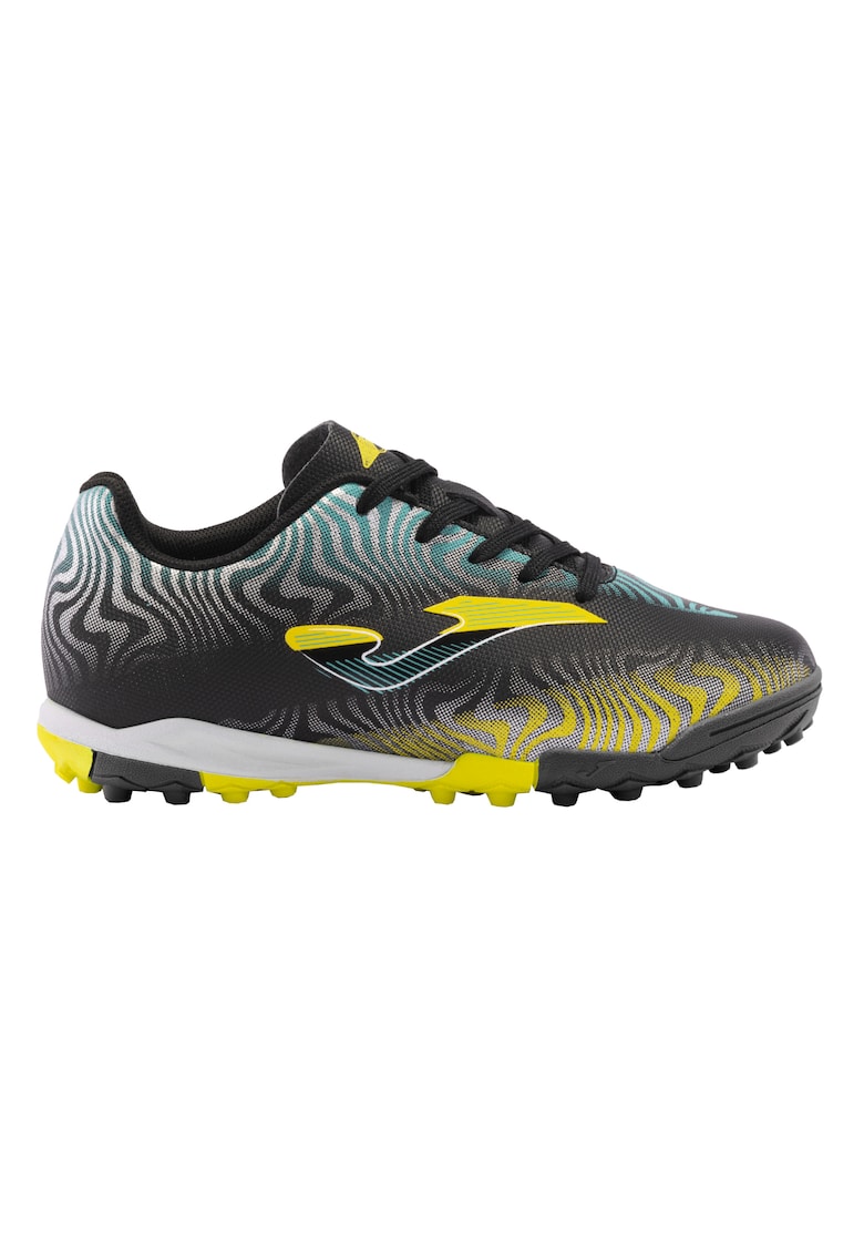Ghete fotbal copii cu siret Evolution pentru teren sintetic EVJW2401TF -  37 EU - Negru-Galben