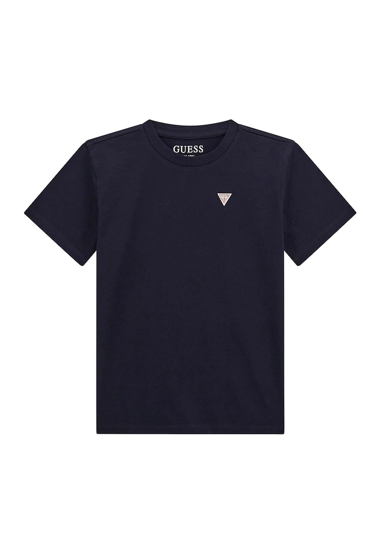 Tricou din bumbac cu decolteu la baza gatului - Albastru ultramarin