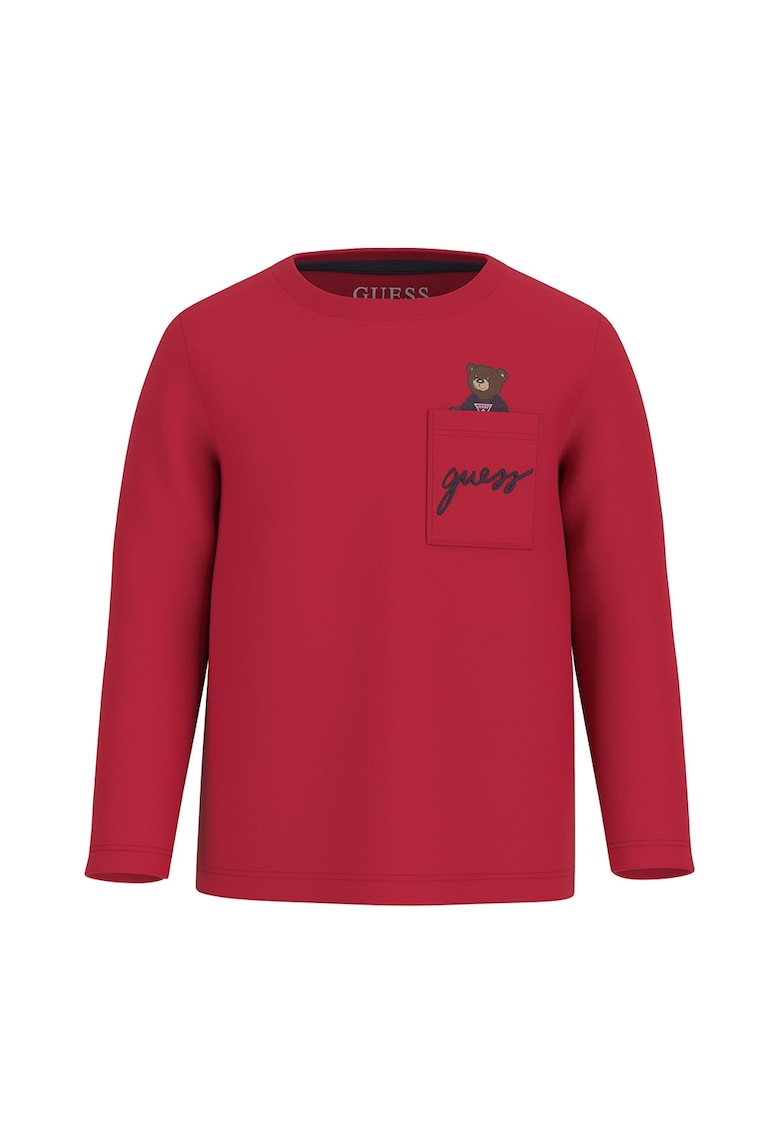 Bluza din bumbac cu buzunar pe piept - Rosu