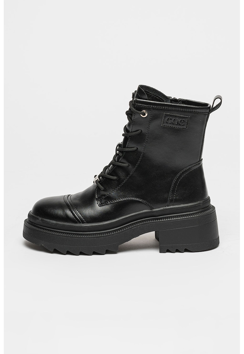 Oferte la Ghete din piele cu toc masiv - Negru