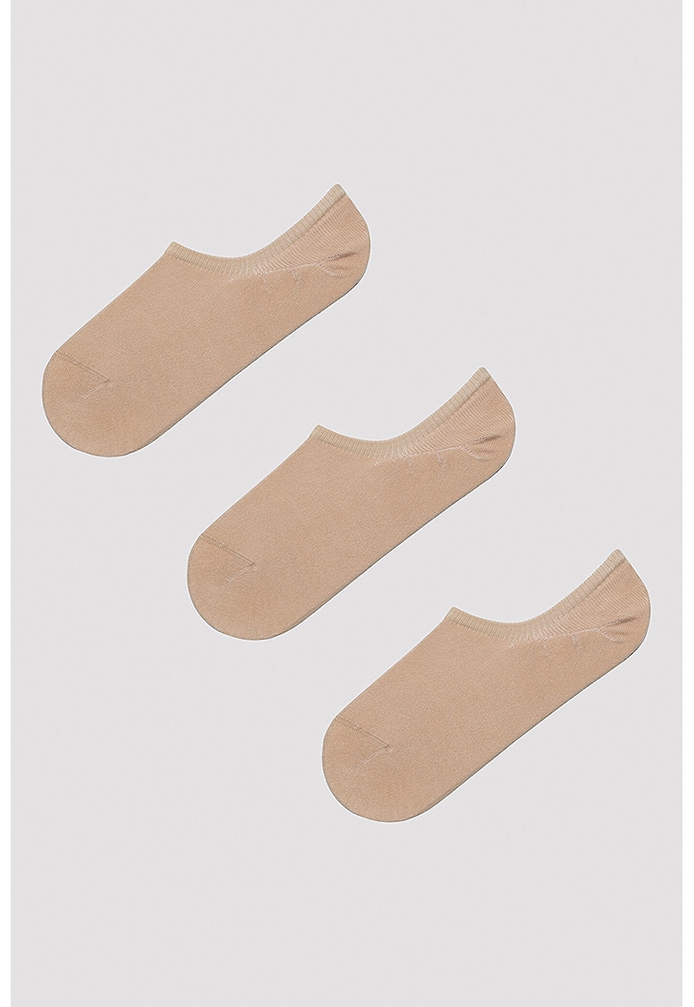 Oferte la Set de sosete foarte scurte din amestec de bumbac - 3 perechi - Maro deschis
