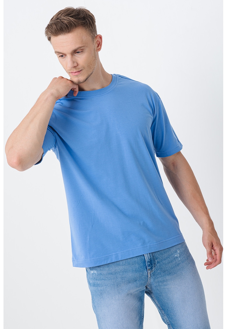 Tricou relaxed fit pentru antrenament - Albastru pastel/Alb optic