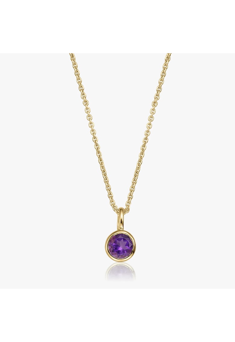 Colier din argint Birthstone Golden February - Ametist - 40-50 cm