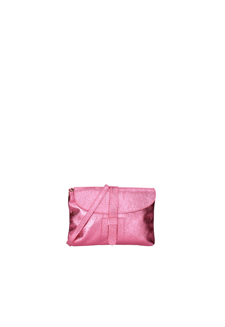 Geanta plic din piele cu bareta detasabila - Fucsia
