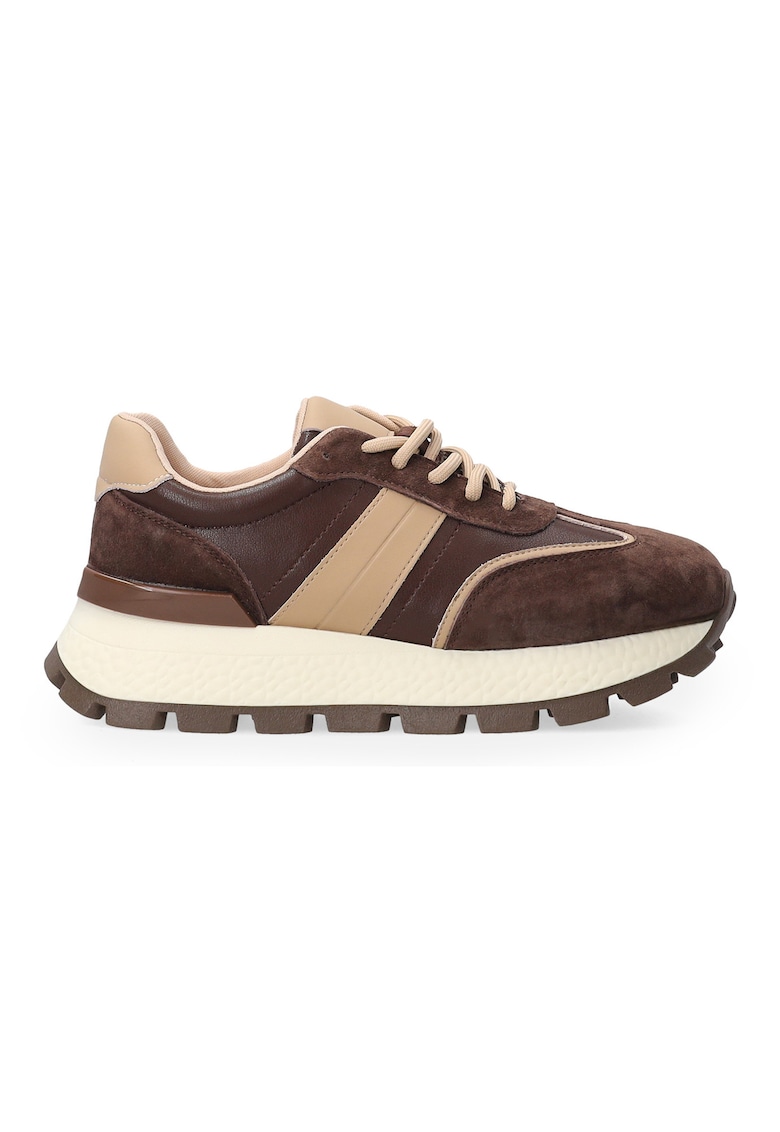 Pantofi sport flatform din piele intoarsa