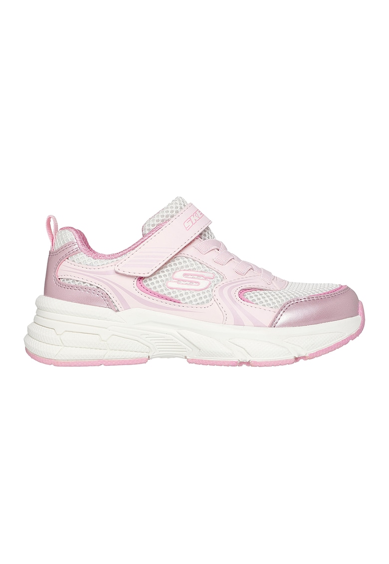 Pantofi sport Retro-Graph cu strat exterior de plasa si piele ecologica - Roz pastel/Alb murdar