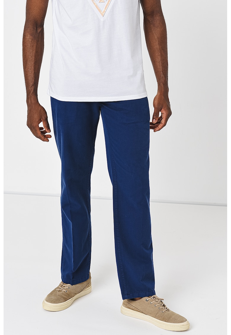 Pantaloni drepti din amestec de lyocell - Bleumarin