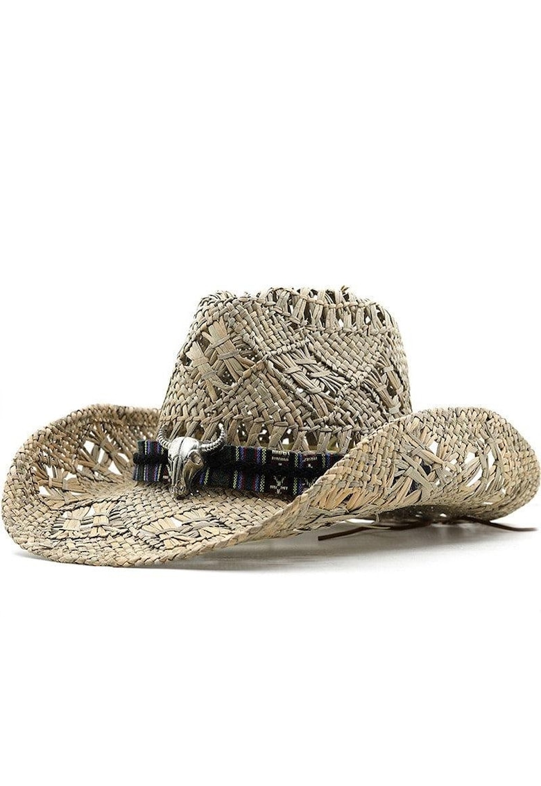 Oferte la Palarie dama - bej - de vara - din paie - stil cowboy - Angela