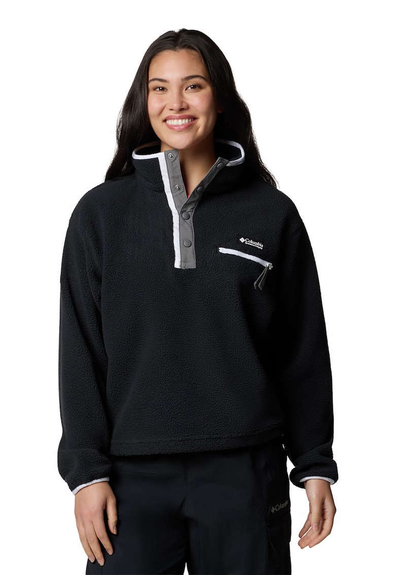 Bluza de trening crop din material fleece pentru trekking Helvetia™ II - Alb/Negru/Gri