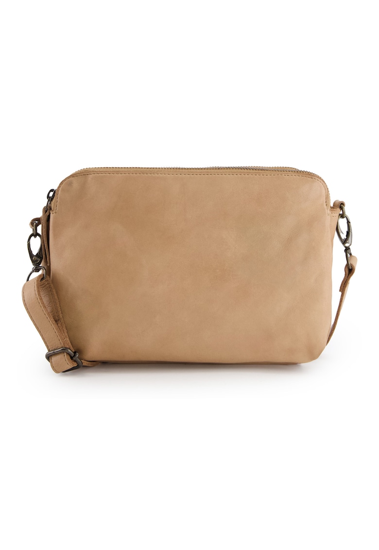 Oferte la Geanta crossbody dama  piele naturala - bej - 18x26x10cm - 2 buzunare interioare - 1 buzunar exterior - curea detasabila max 150cm