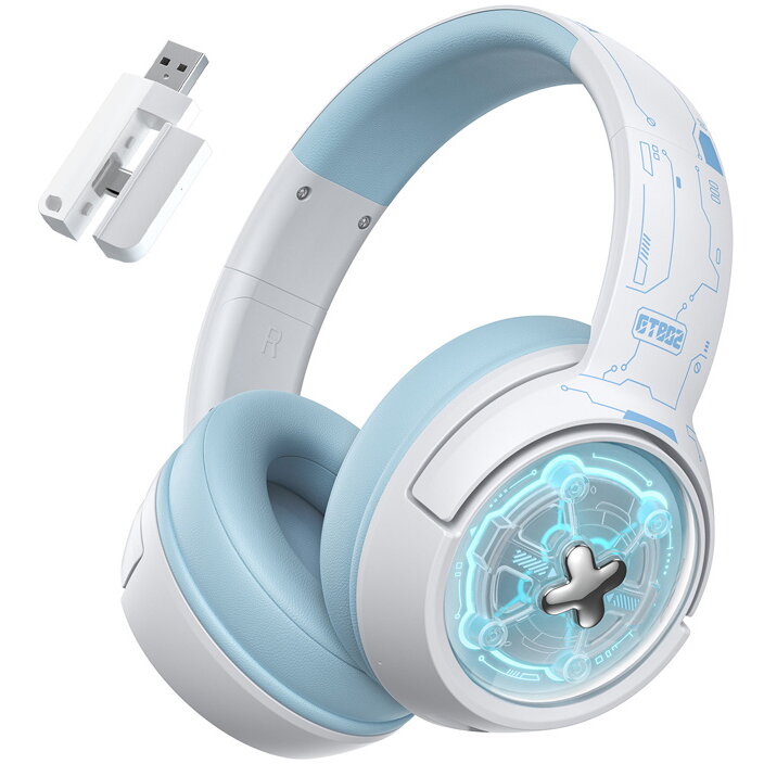 Casti Gaming GT802 Bluetooth / Wireless 2.4Ghz Alb/Albastru Deschis