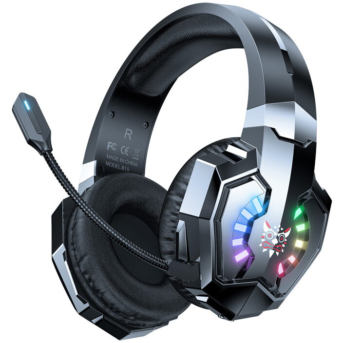 Casti Gaming B15 Bluetooth Iluminare RGB Negru