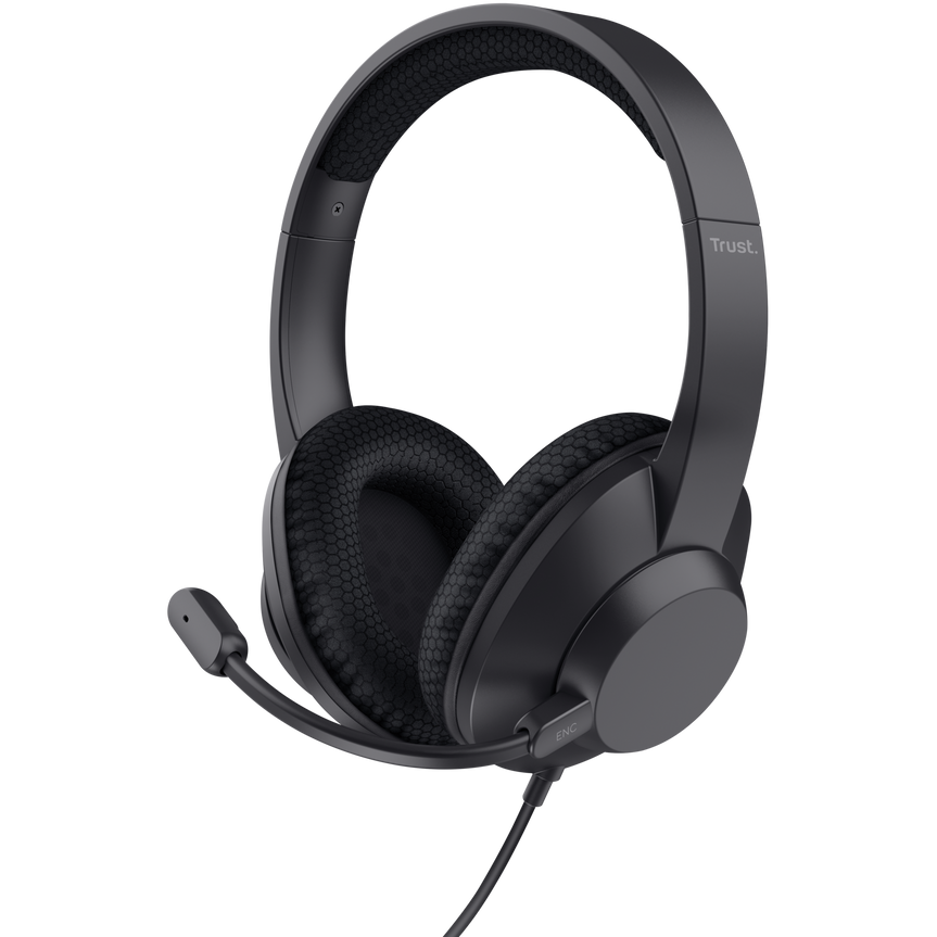 Casti Office cu Microfon Ayda Max USB-ENC (25462) Interfata USB-C  / USB-A Negru